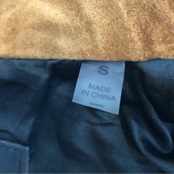 Bagatelle NYC suede motorcycle moto jacket chestnut brown zippered pockets belt - Picture 9 of 12